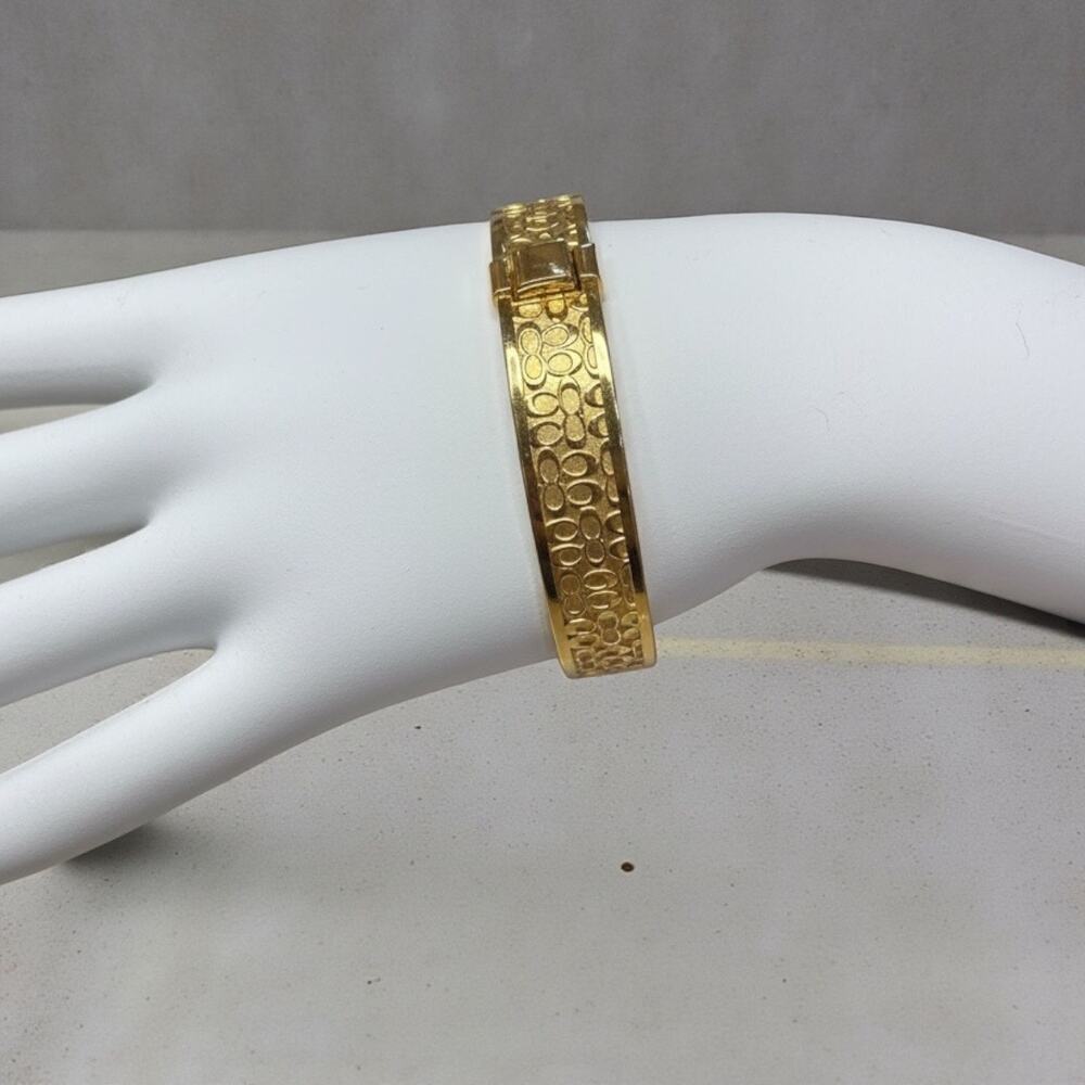 Coach Signature Gold Filigree Necklace, Bangle & Earring Jewelry Set - Picture 4 of 9
